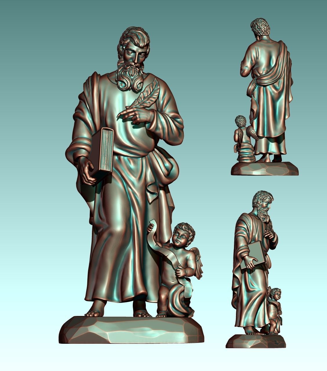 Matthew Evangelist - CNC - Router - Carving 3D print model_2
