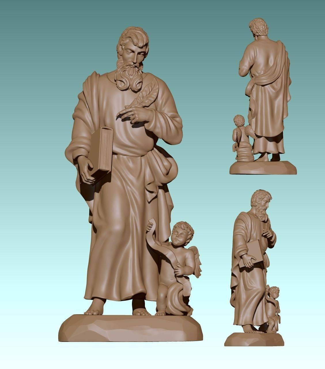 Matthew Evangelist - CNC - Router - Carving 3D print model_4