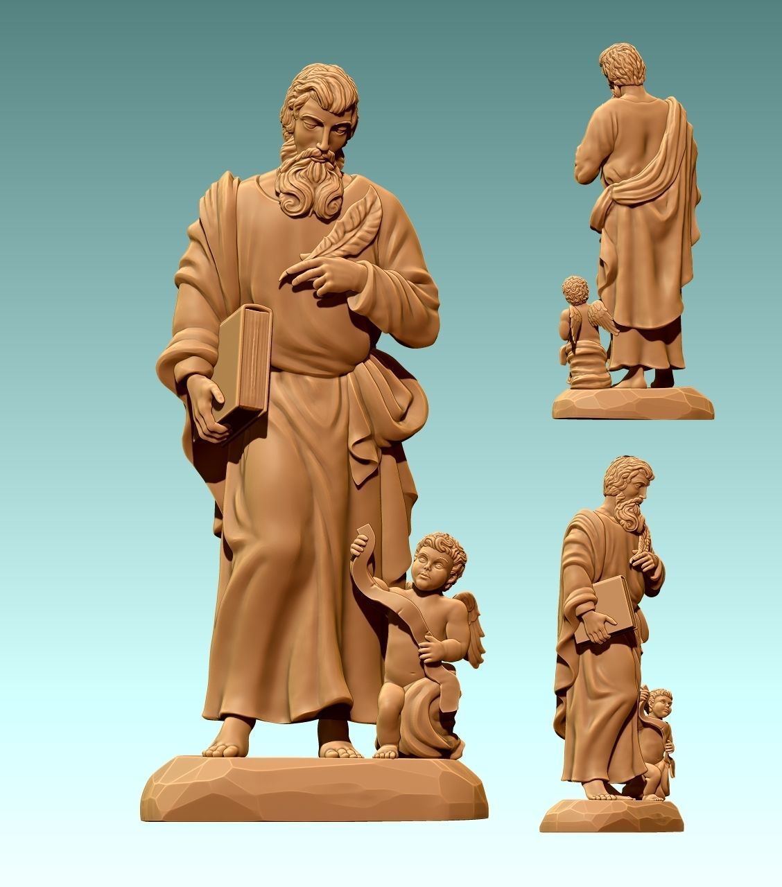 Matthew Evangelist - CNC - Router - Carving 3D print model_11