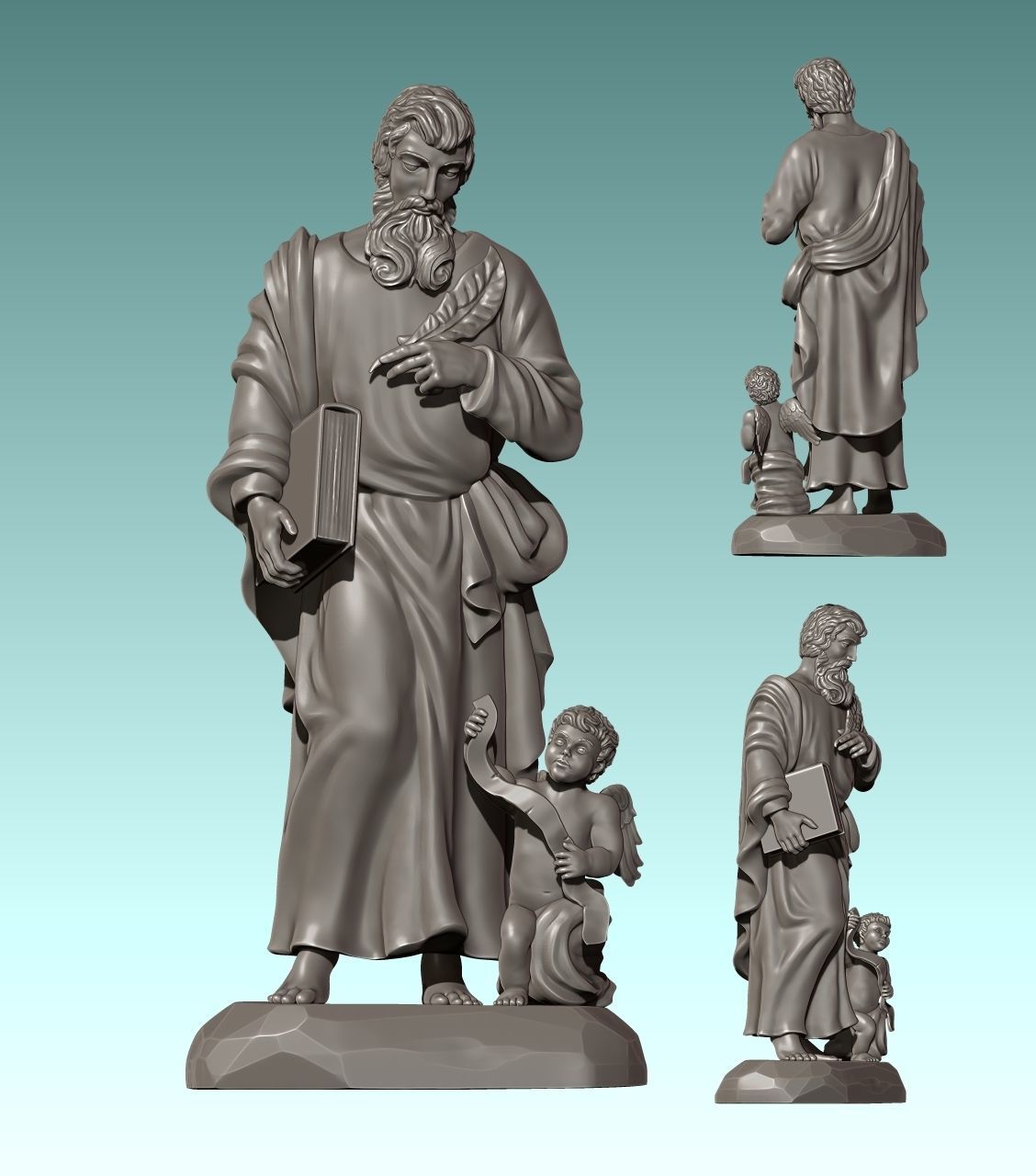 Matthew Evangelist - CNC - Router - Carving 3D print model_6