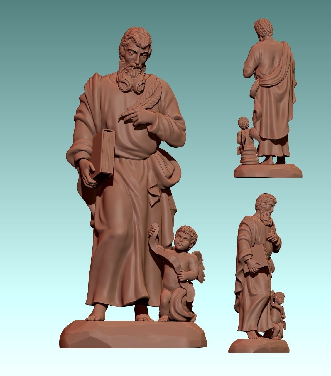 Matthew Evangelist - CNC - Router - Carving 3D print model_10