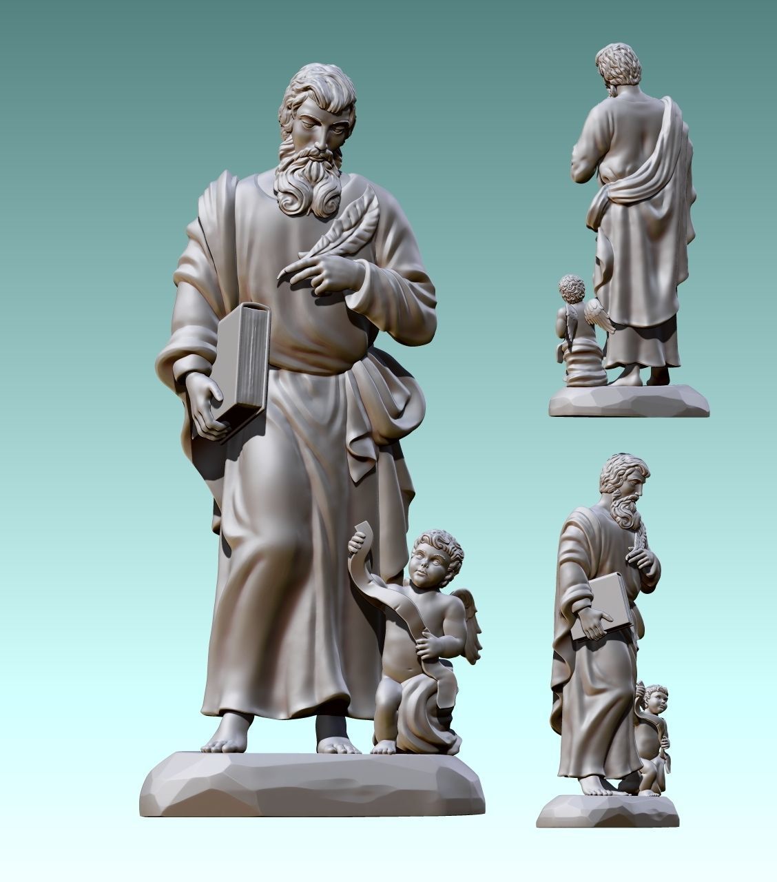 Matthew Evangelist - CNC - Router - Carving 3D print model_9