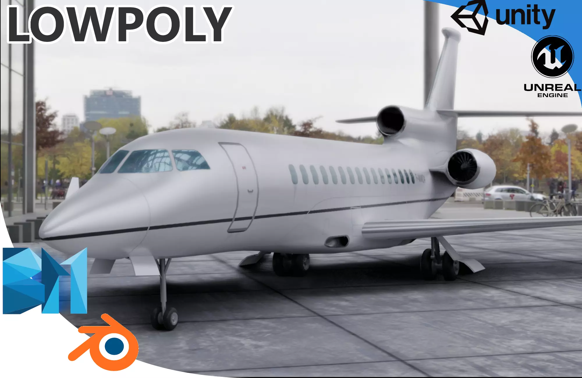 Dassault Falcon 8X Low-poly 3D model_0