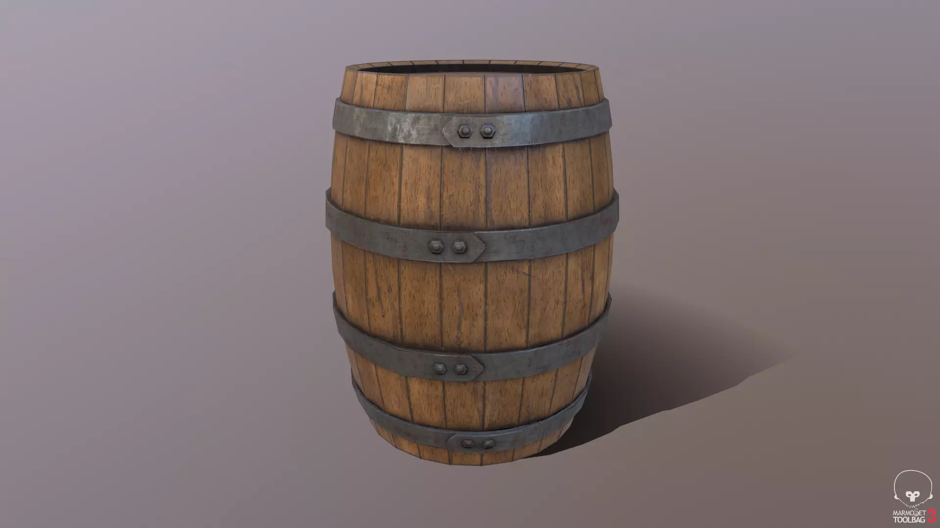 Old barrel Free low-poly 3D model_0