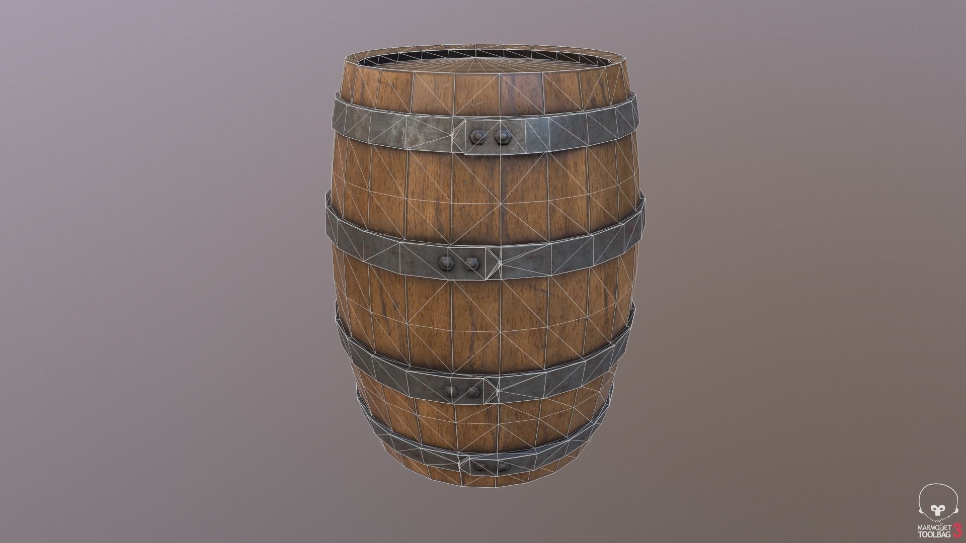 Old barrel Free low-poly 3D model_3