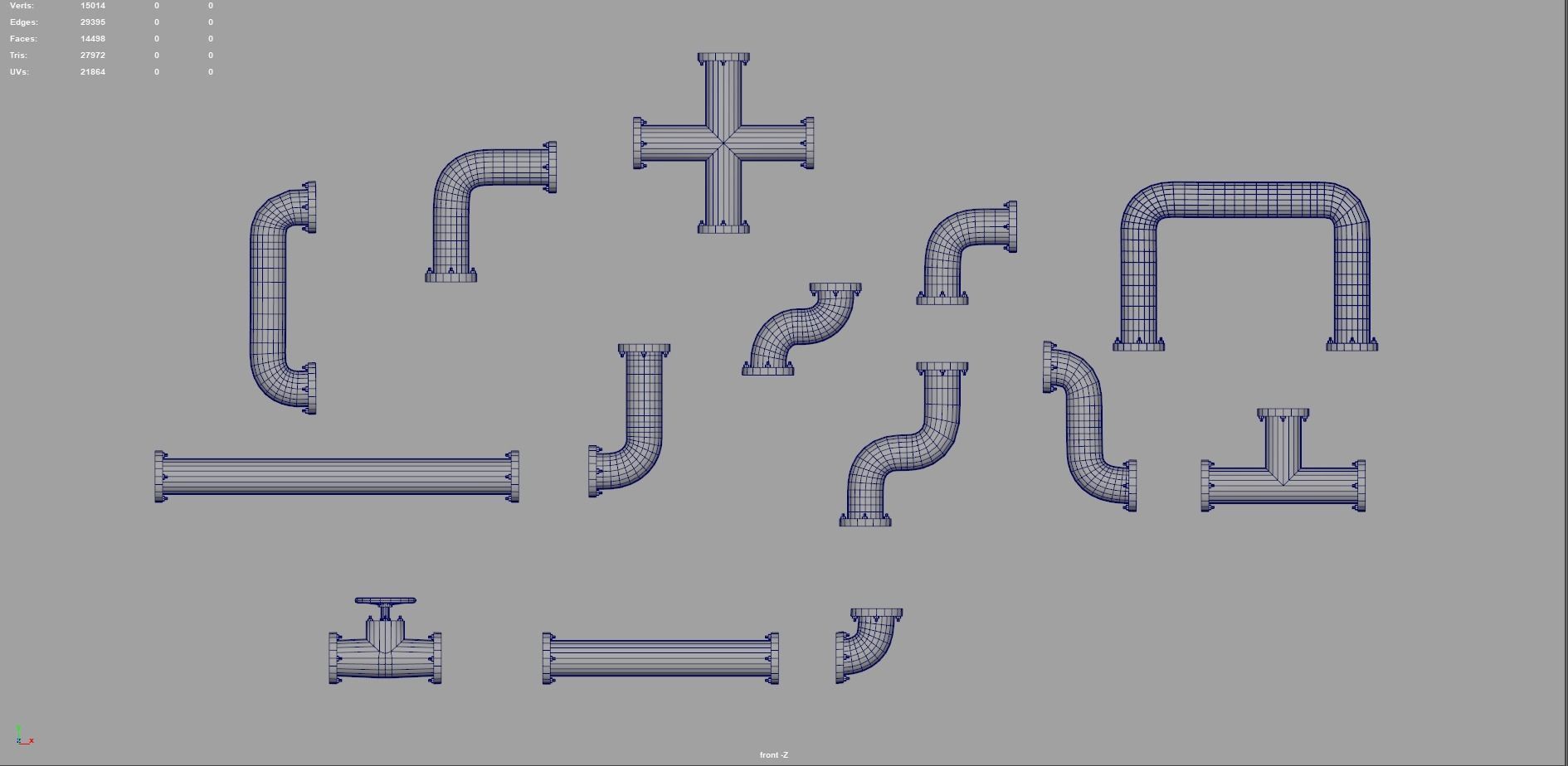 Modular pipes Low-poly 3D model_7