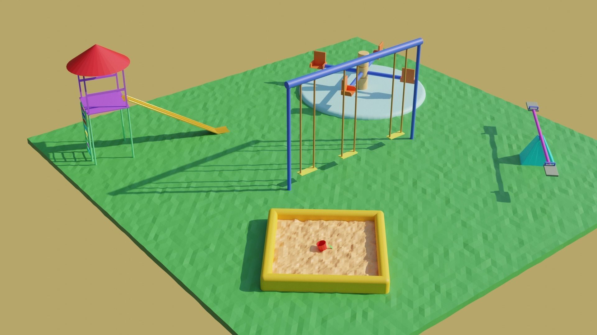 Child Park Low-poly 3D model_1