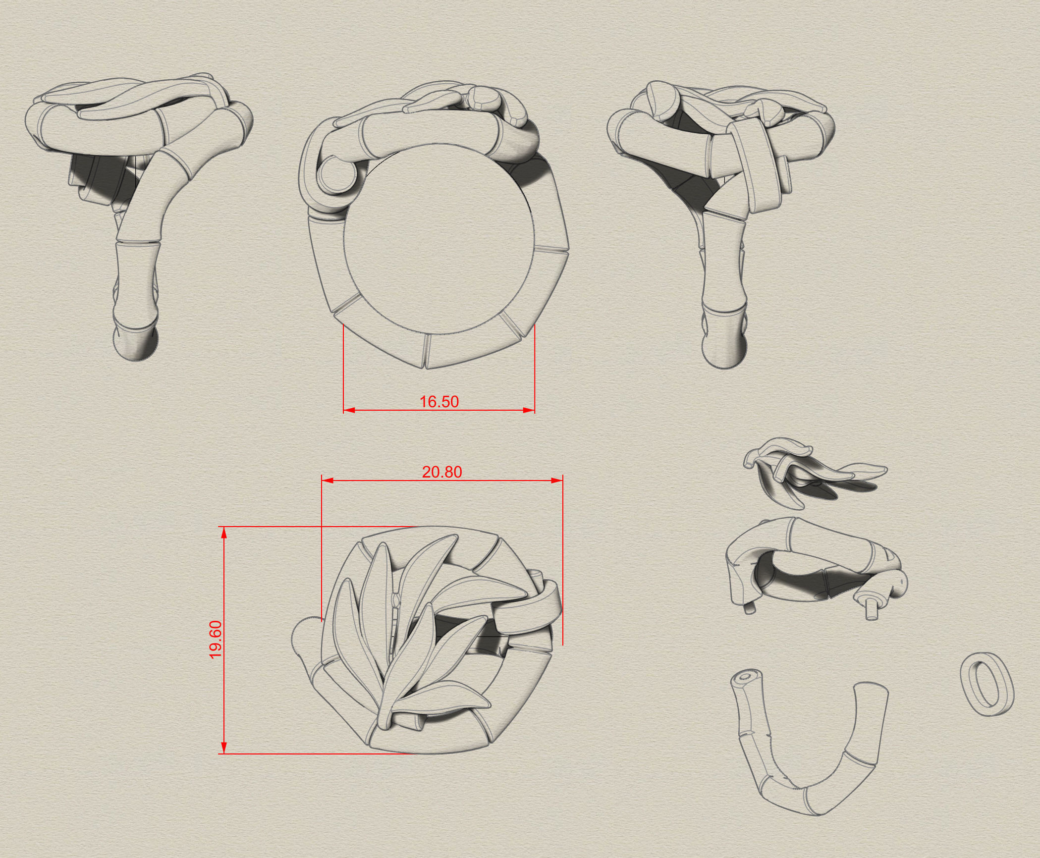 Ring Bamboo 3D print model_6