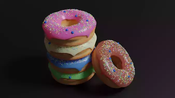 Five Donut or doughnut with sprinkles 3d rendering 3D model