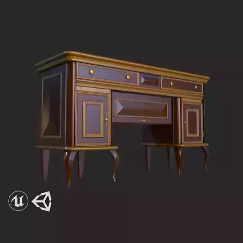 Vintage Furniture Living Room Commode PBR Game Ready Low-poly 3D model