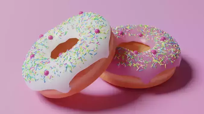 Dual Donut or doughnut with sprinkles 3d rendering 3D model