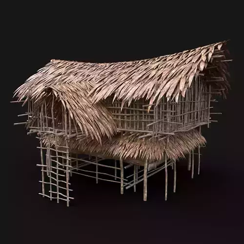 TRIBAL JUNGLE PRIMAL HUT HOUSE REED THATCHED TREE SURVIVAL AAA Low-poly 3D model