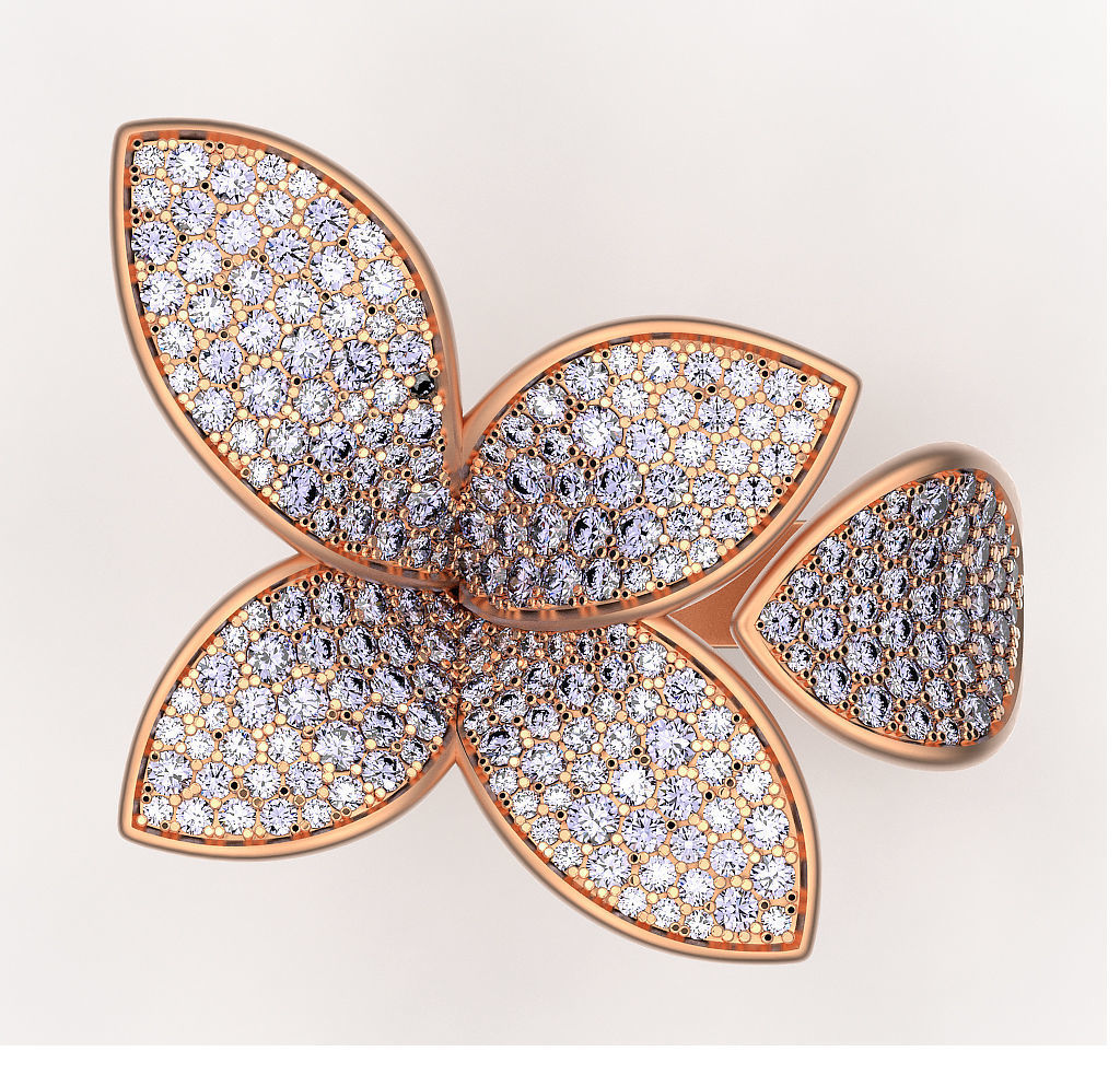 Ring Five Leafs 3D print model_2