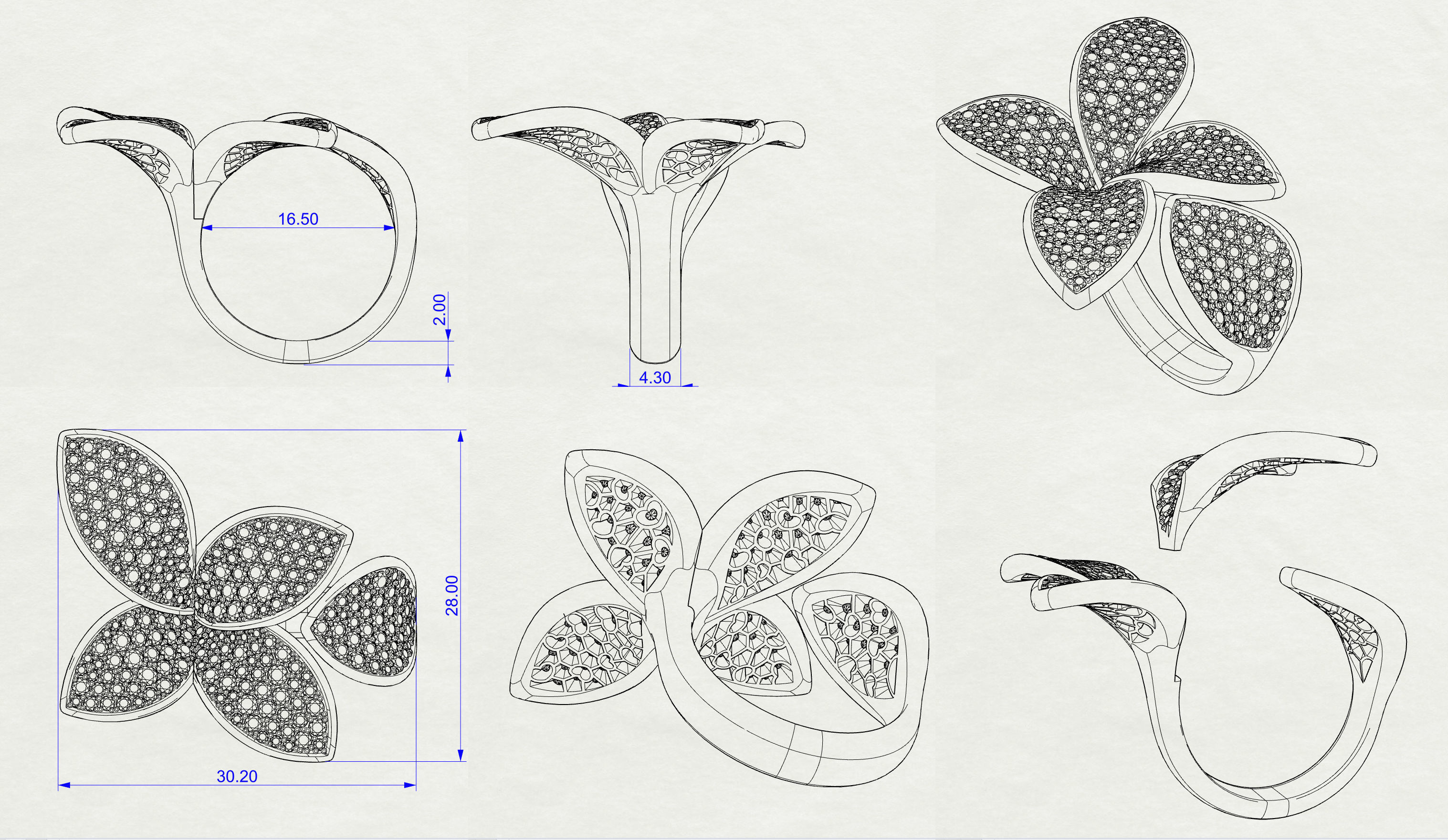 Ring Five Leafs 3D print model_9