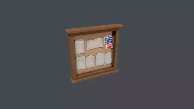 Notice Board - Corkboard Low-poly 3D model