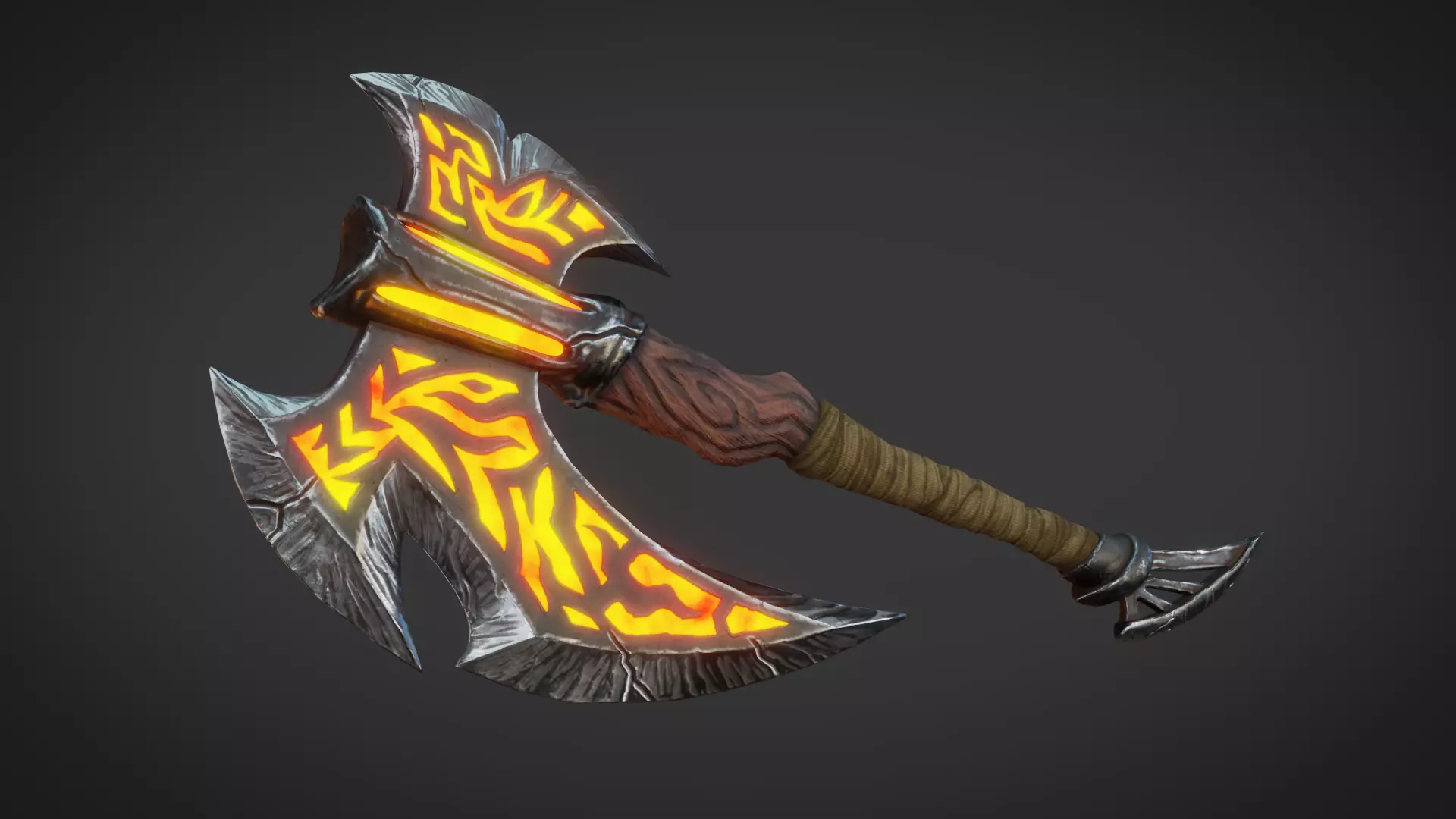 Fantasy Axe Low-poly 3D model_0
