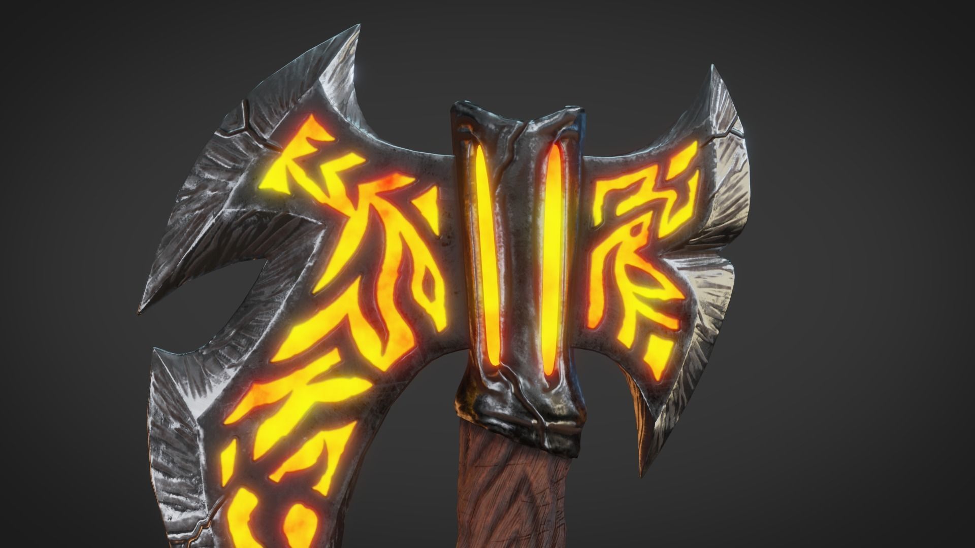 Fantasy Axe Low-poly 3D model_4