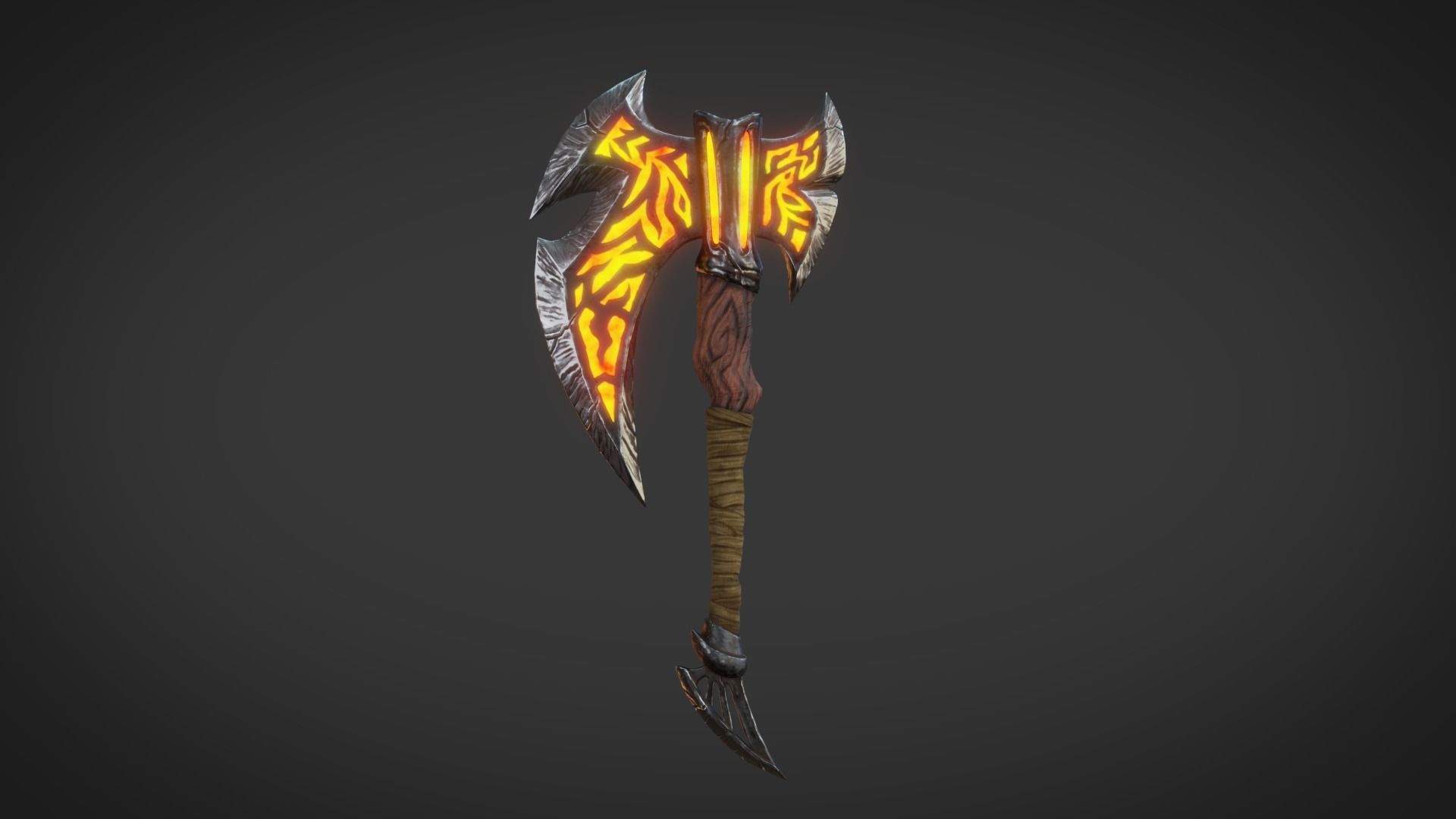 Fantasy Axe Low-poly 3D model_2