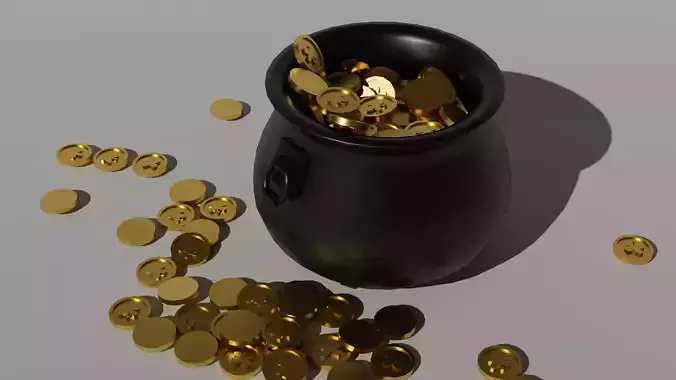 Leprechaun Low-Poly Pot of Gold Low-poly 3D model