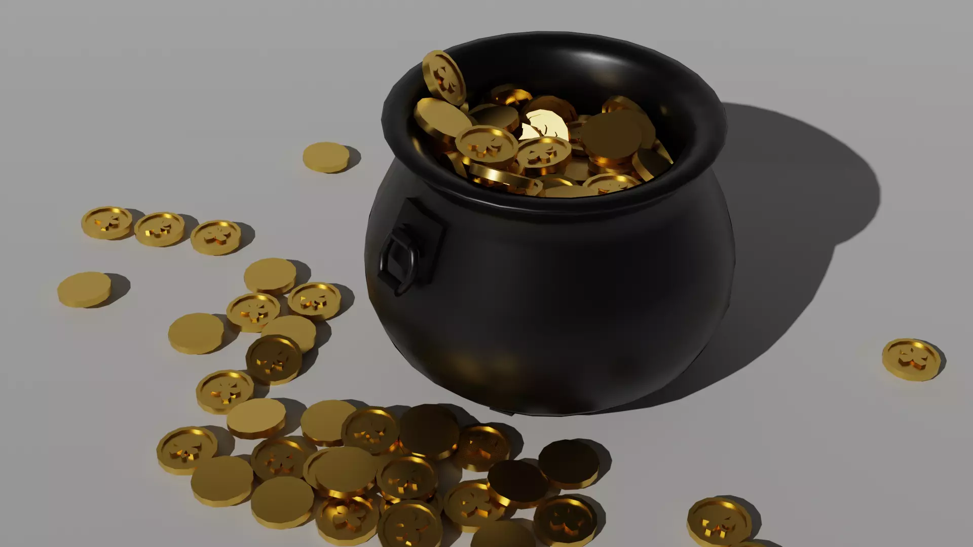 Leprechaun Low-Poly Pot of Gold Low-poly 3D model_0