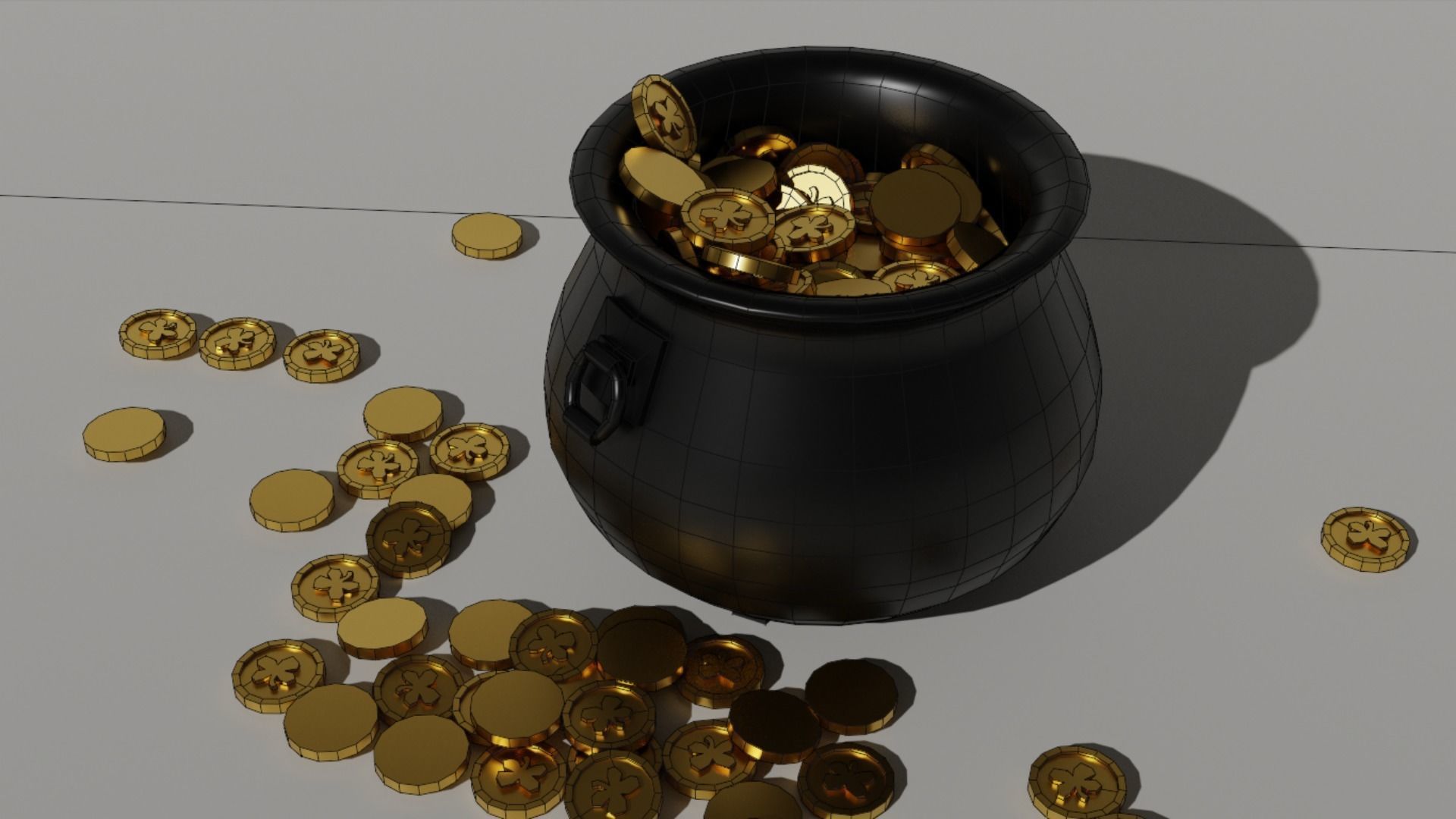 Leprechaun Low-Poly Pot of Gold Low-poly 3D model_2