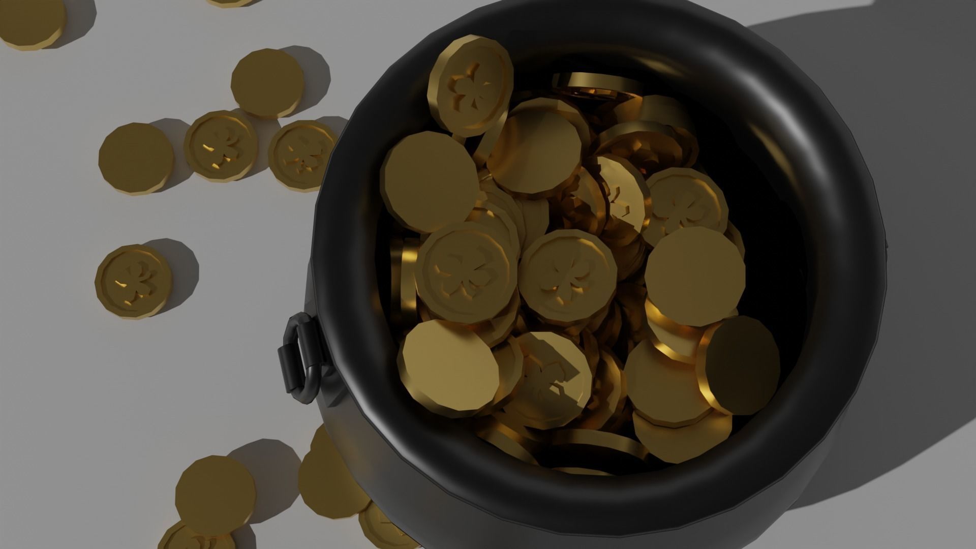 Leprechaun Low-Poly Pot of Gold Low-poly 3D model_3