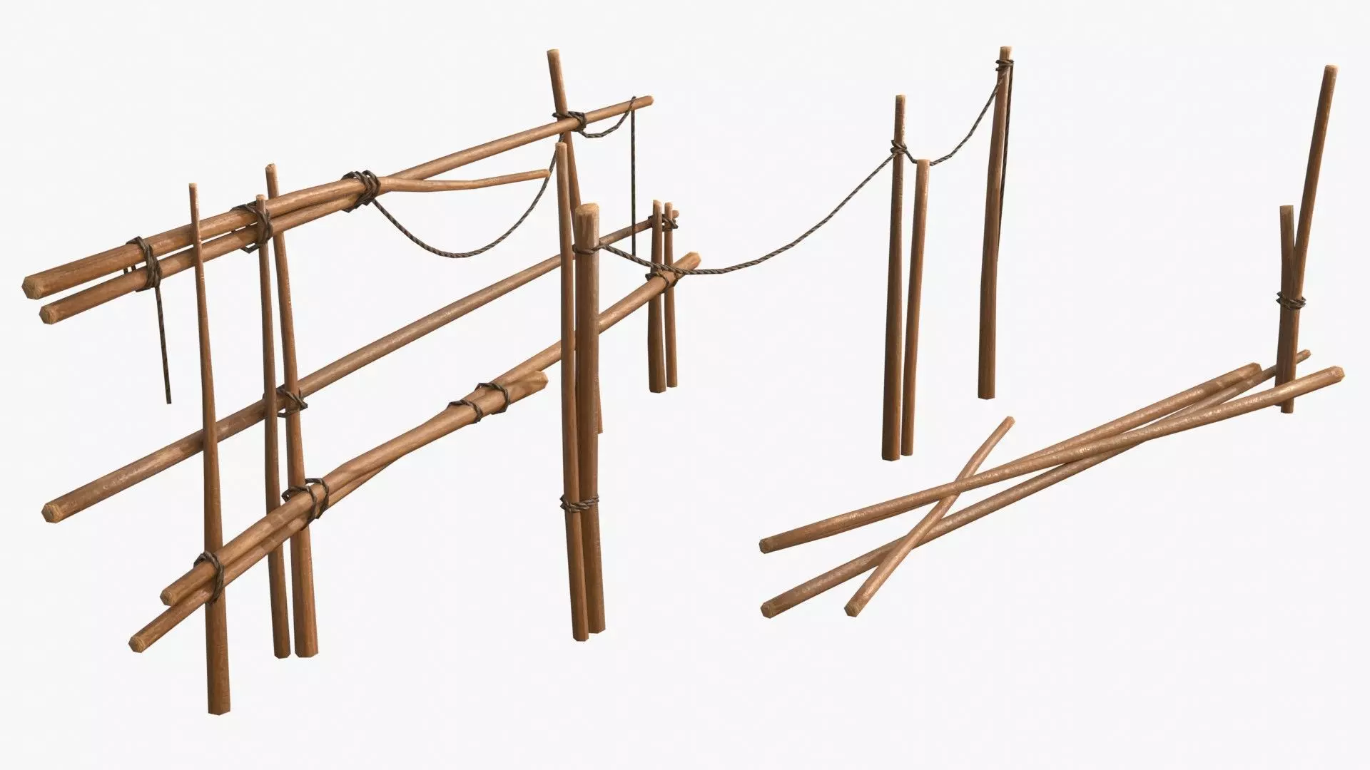 Old Wooden Fences 01 Low-poly 3D model