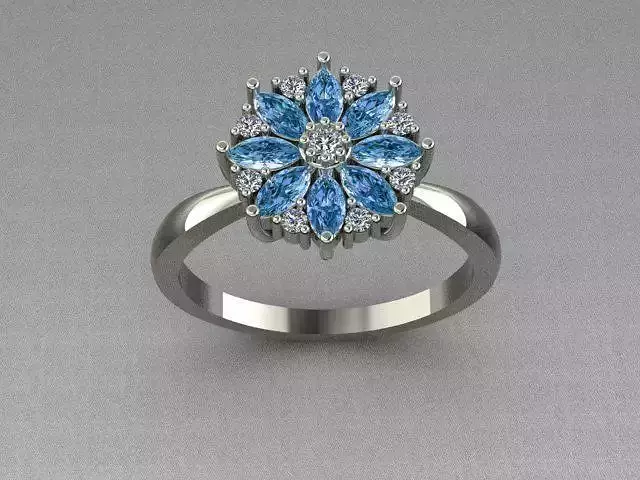 diamond topaz and flower ring