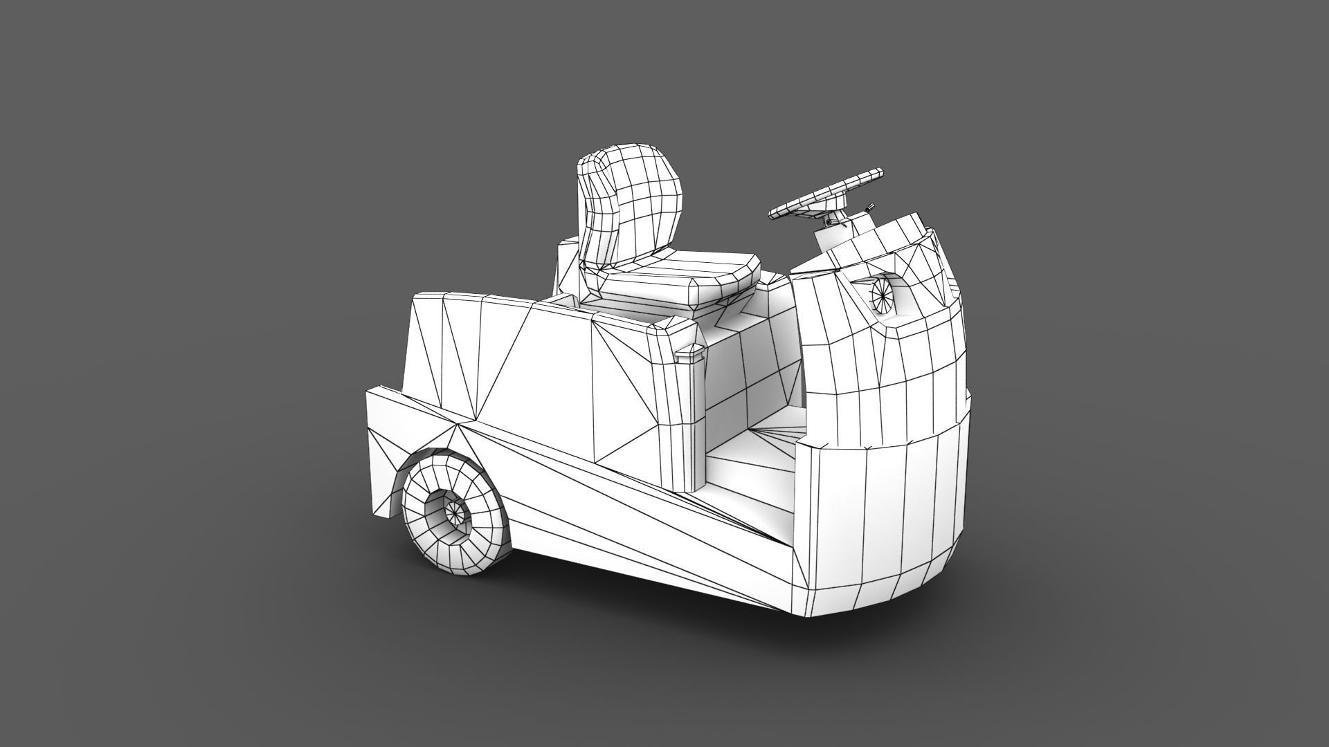 Tow Tractor Low-poly 3D model_7