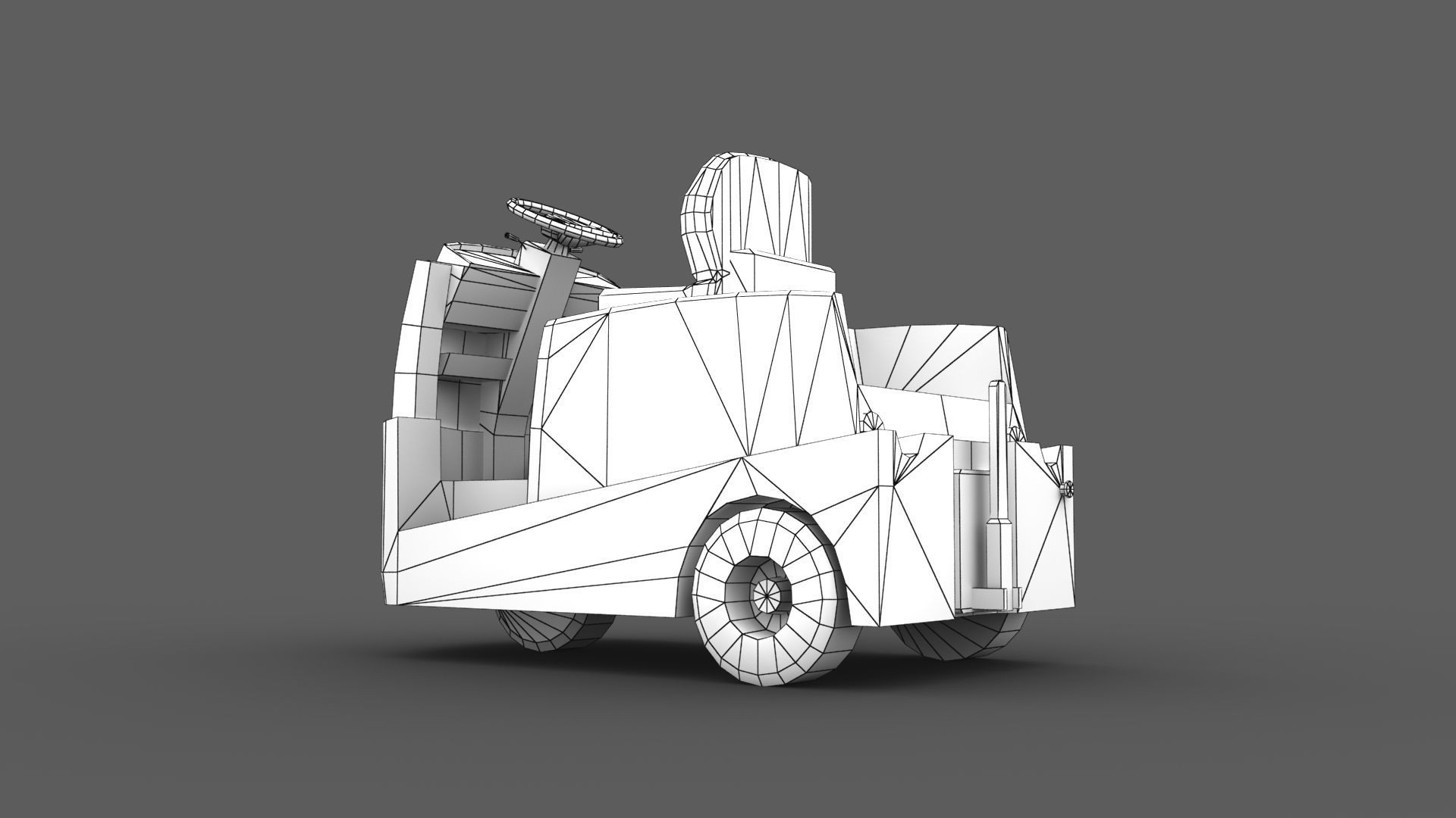 Tow Tractor Low-poly 3D model_8