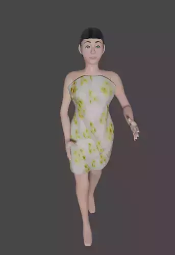 WOMEN woman in dress Low-poly 3D model