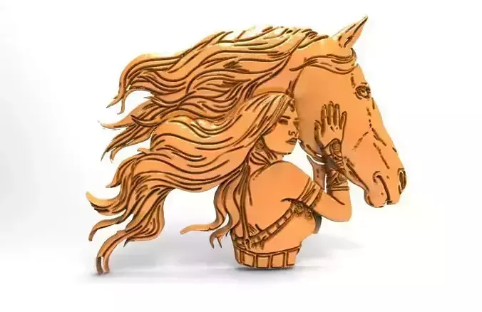 Woman and horse bas-relief