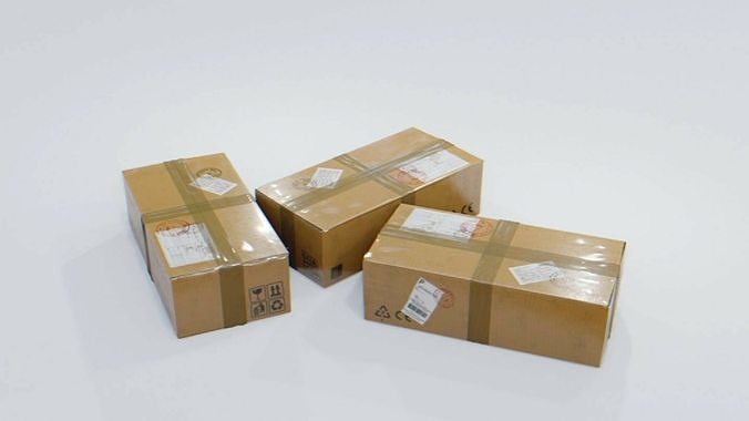 Wrapped Cardboard box Low-poly 3D model