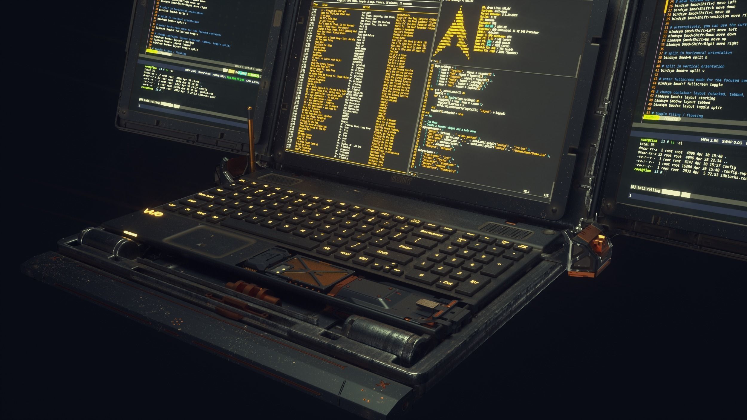 Cyberpunk Hacker Laptop 3D model_3