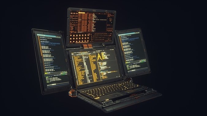 Cyberpunk Hacker Laptop 3D model