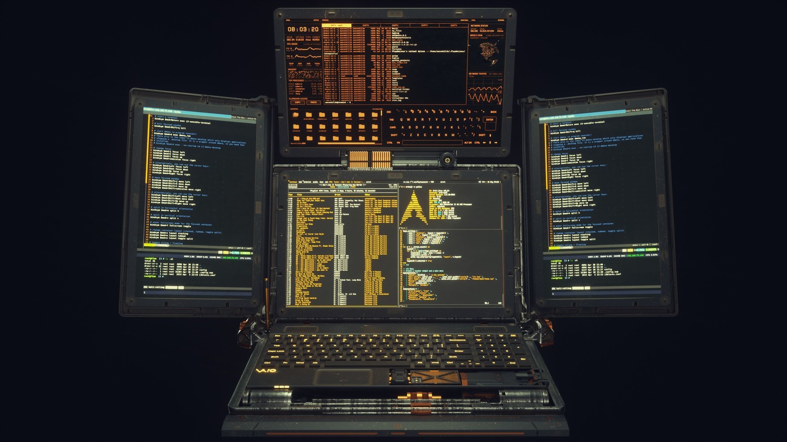 Cyberpunk Hacker Laptop 3D model_5