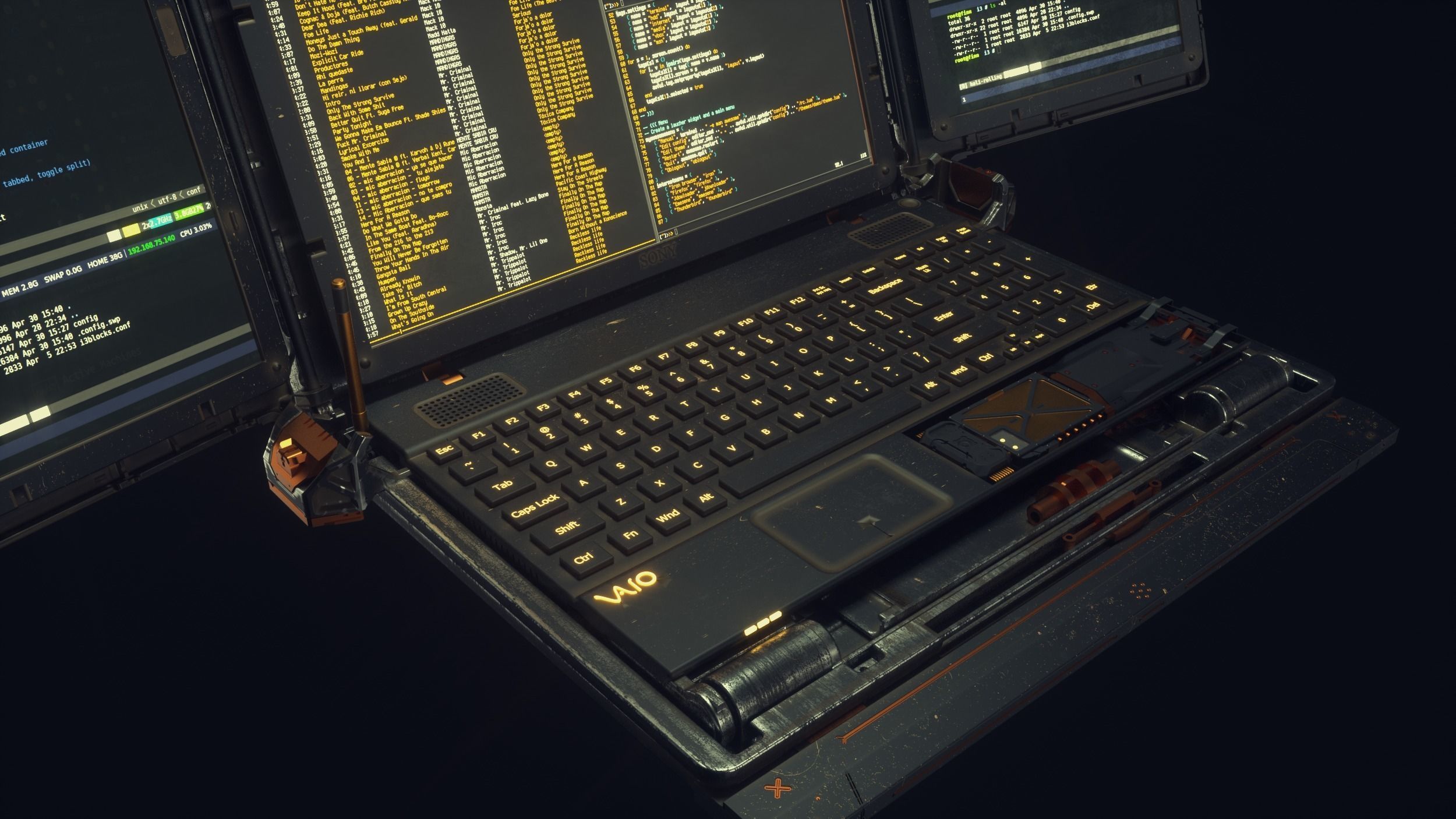 Cyberpunk Hacker Laptop 3D model_2