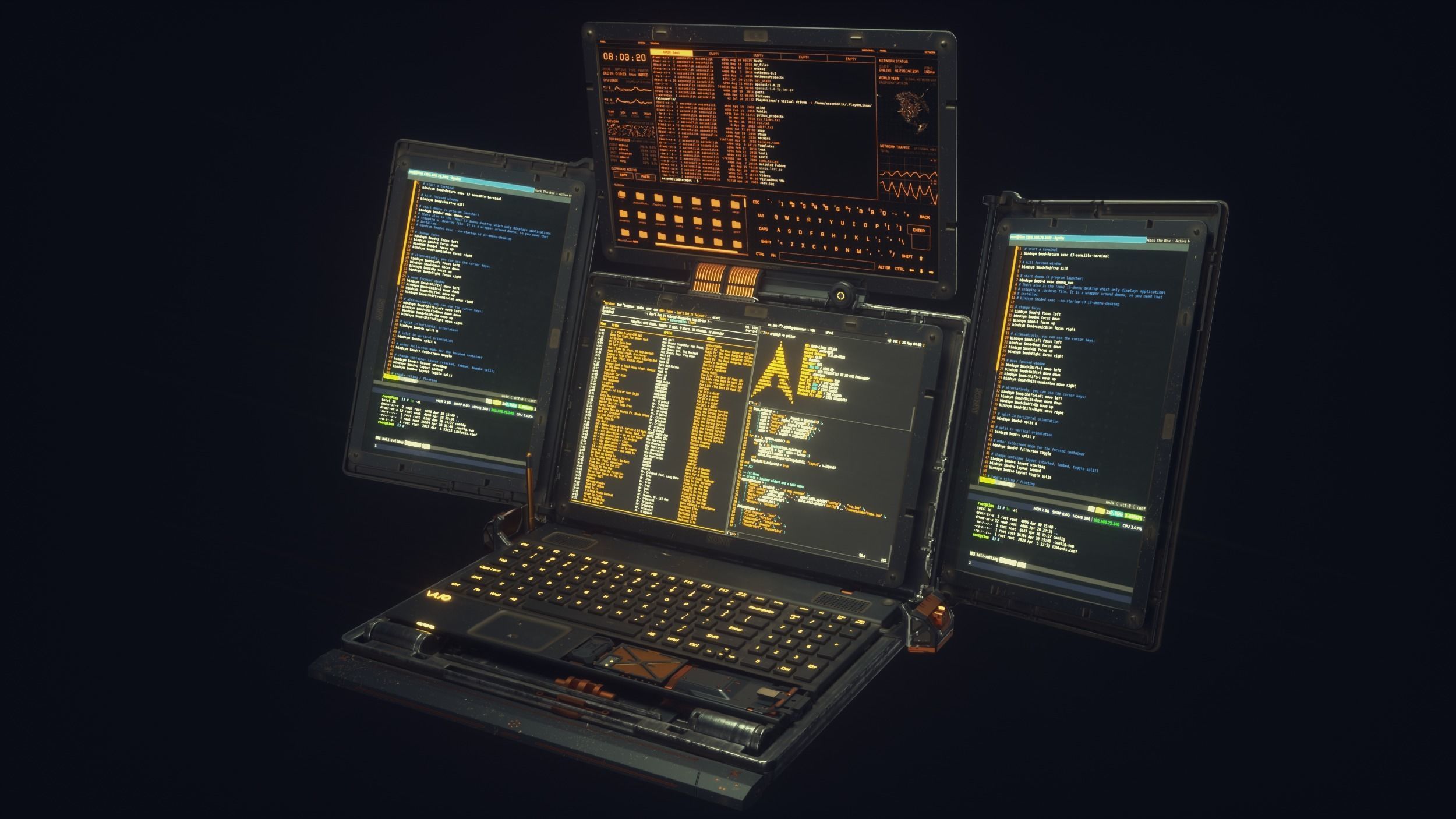 Cyberpunk Hacker Laptop 3D model_1