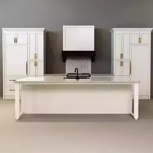 kitchen with cabinets and center island