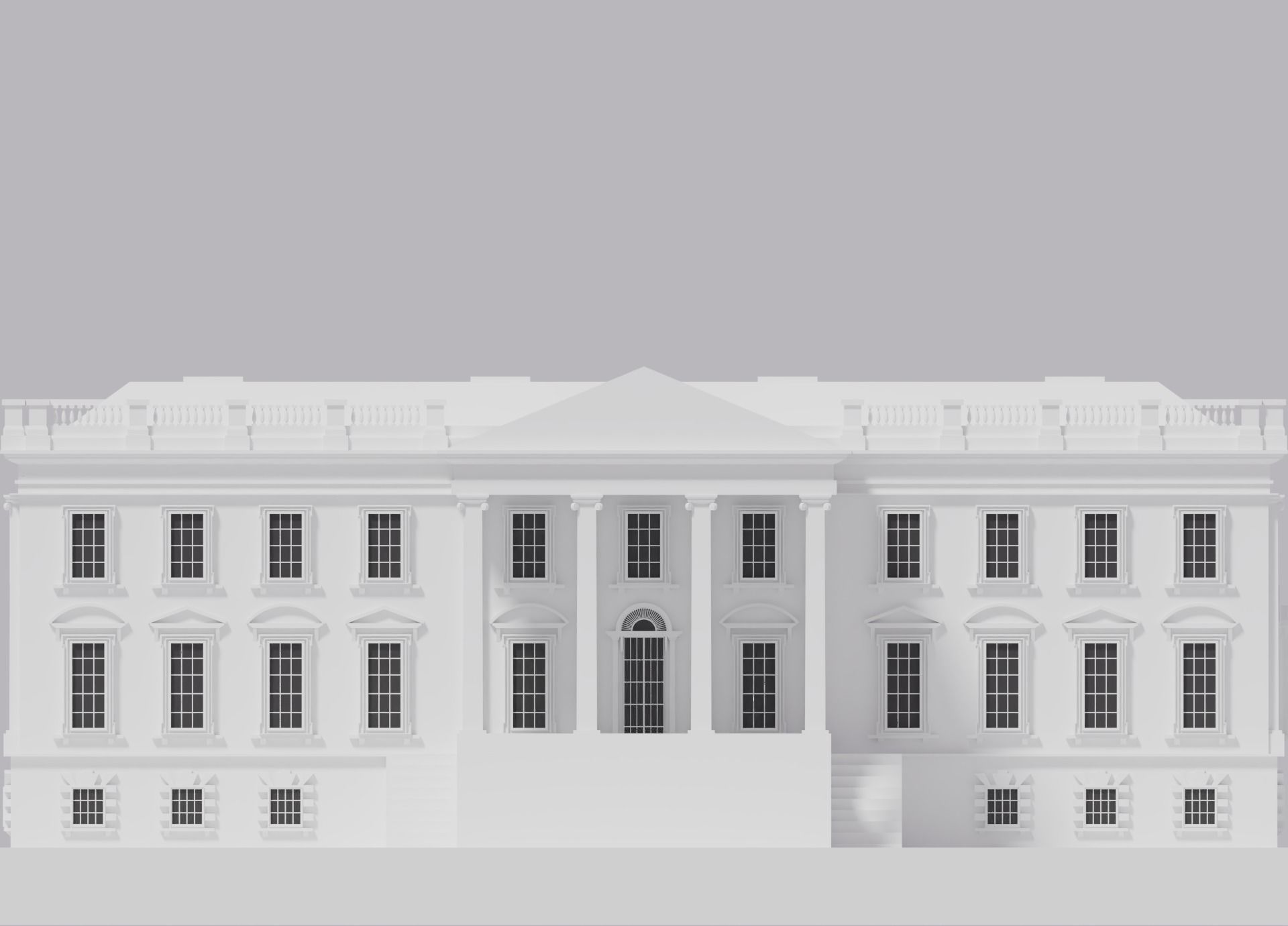 White House Low-poly 3D model_6
