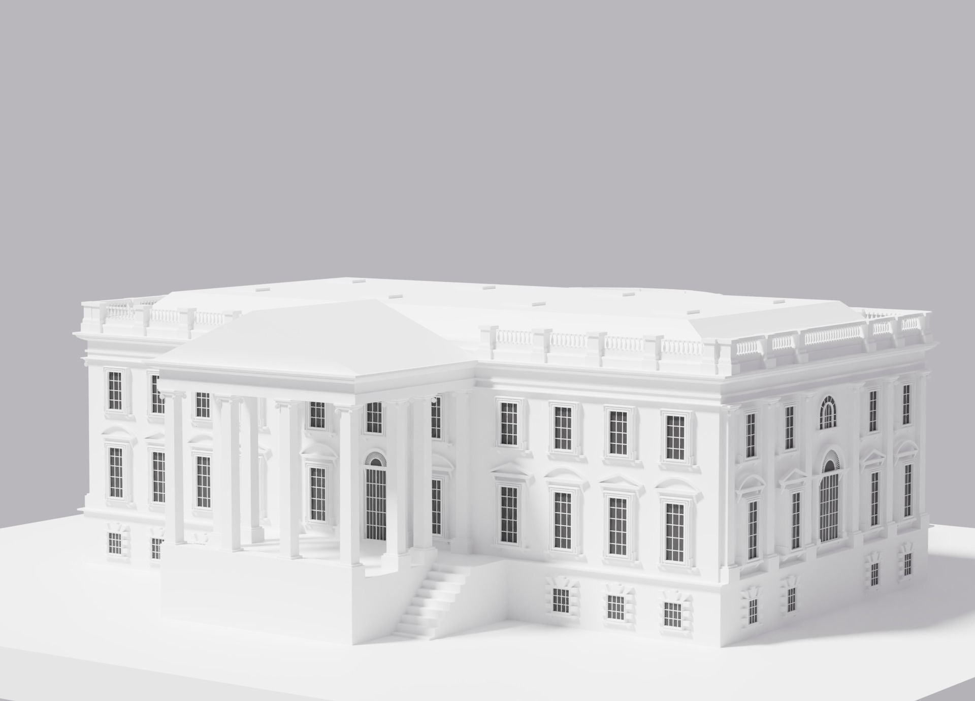White House Low-poly 3D model_3