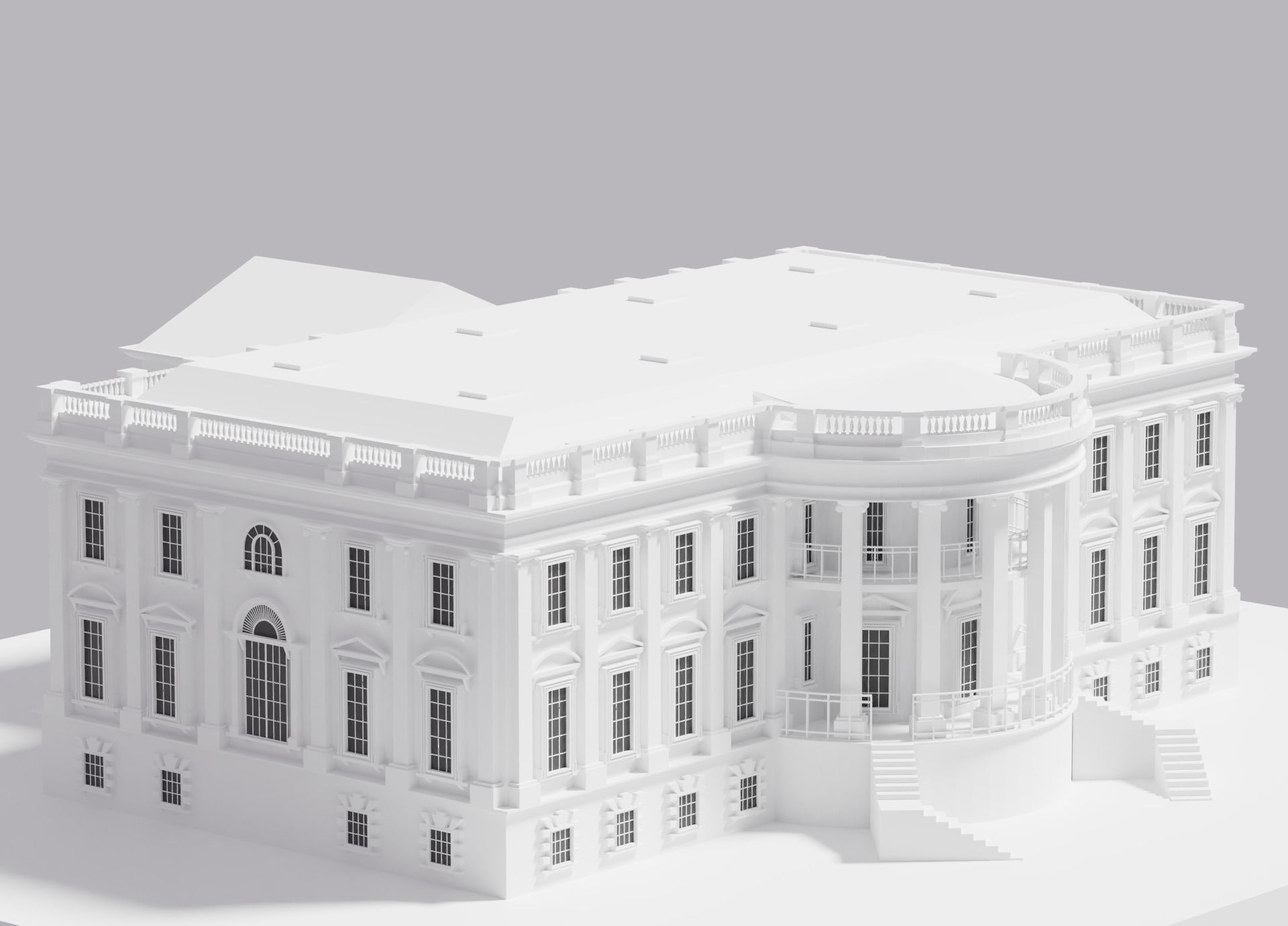 White House Low-poly 3D model_5