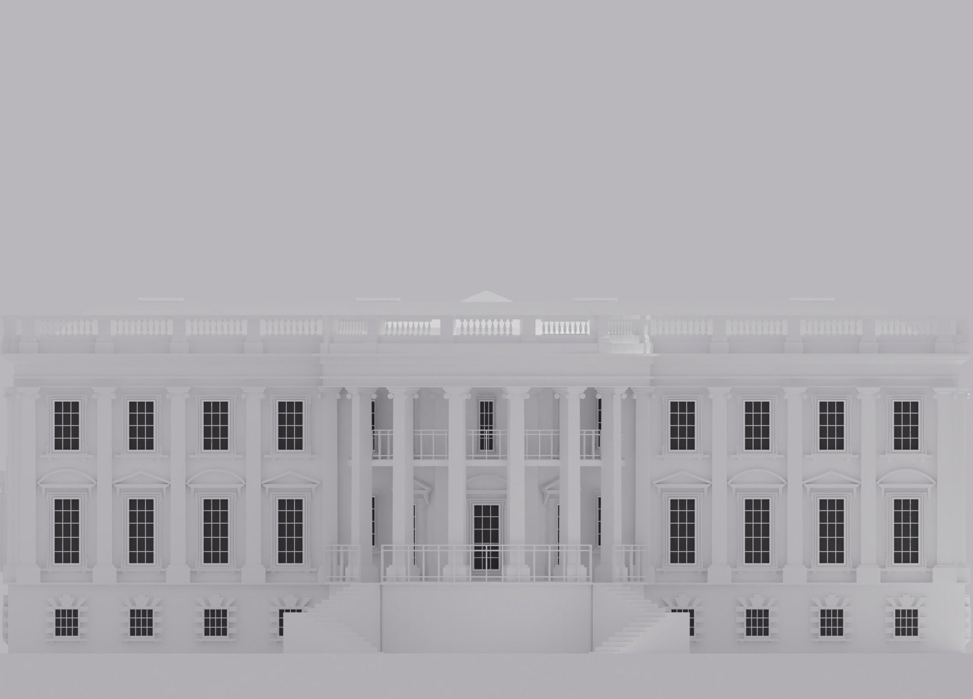 White House Low-poly 3D model_7