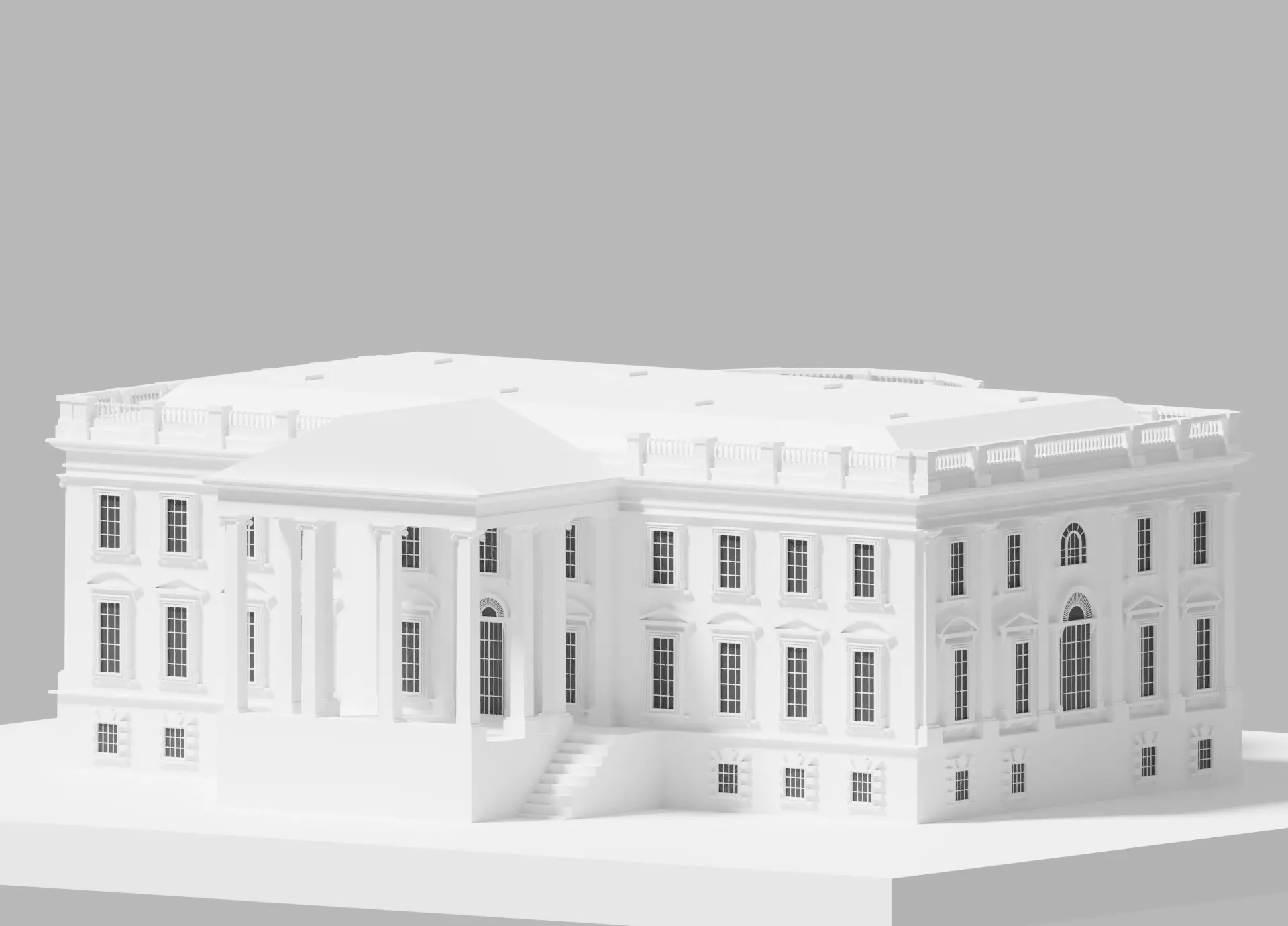 White House Low-poly 3D model_0