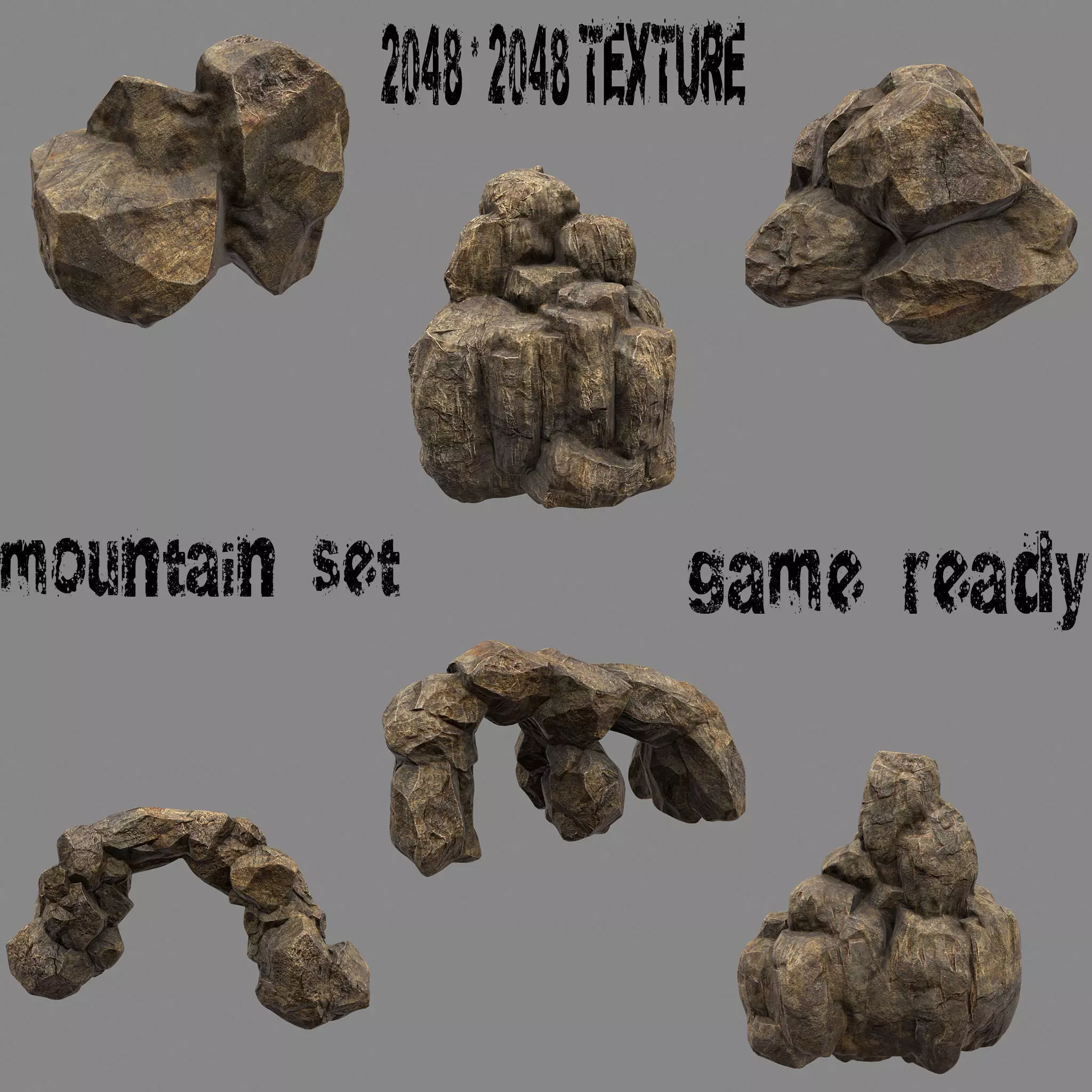 Mountain Rock Set Low-poly 3D model_0