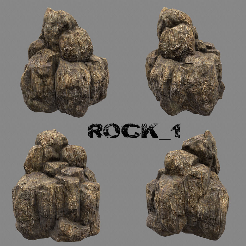 Mountain Rock Set Low-poly 3D model_1