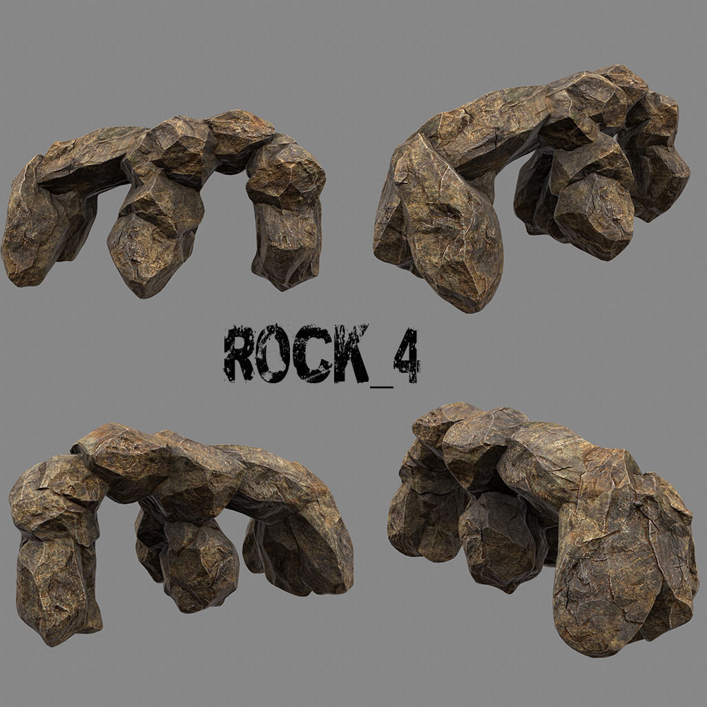 Mountain Rock Set Low-poly 3D model_4