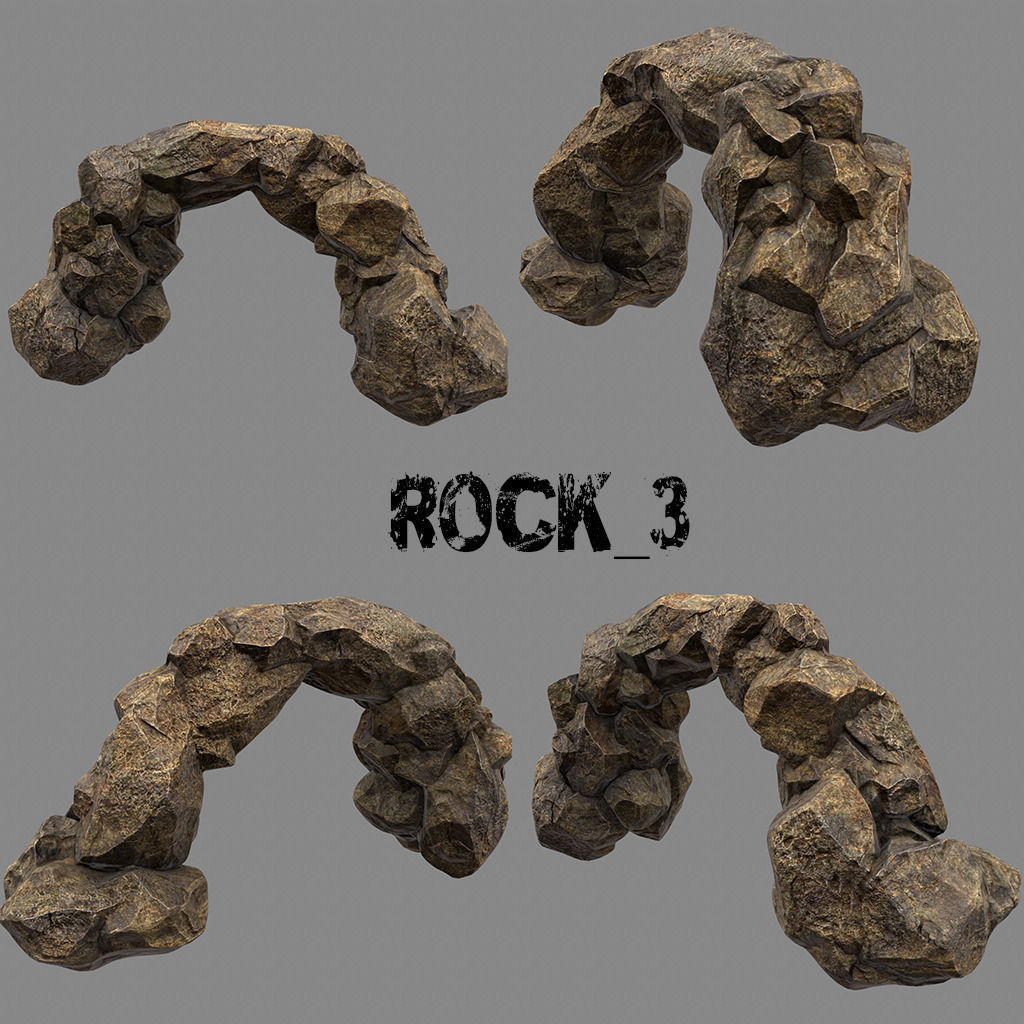 Mountain Rock Set Low-poly 3D model_3