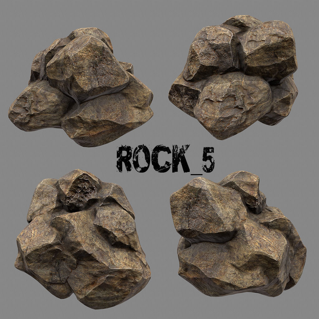 Mountain Rock Set Low-poly 3D model_5