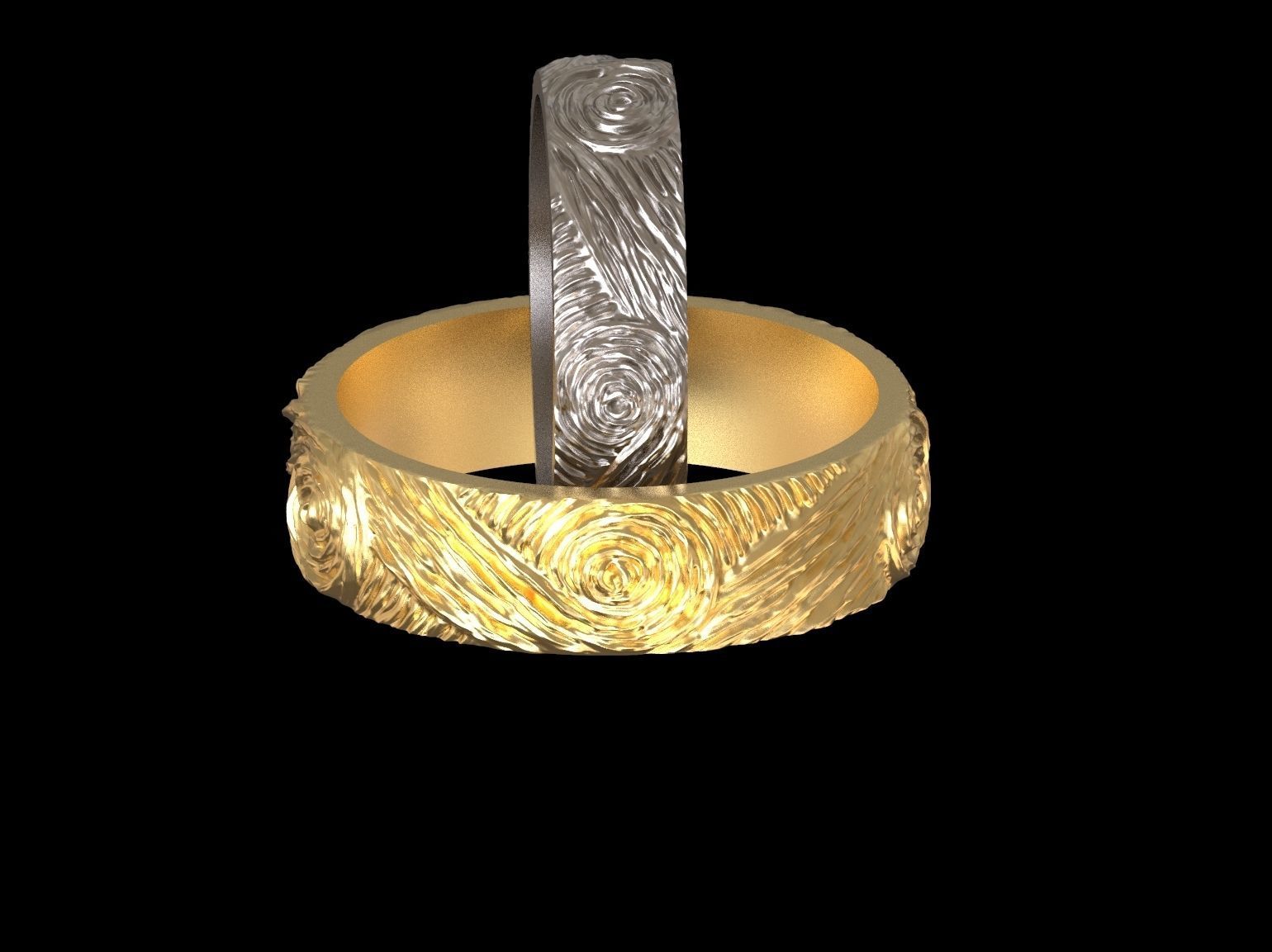 Wedding rings Van Gogh 3D print model 3D print model_13